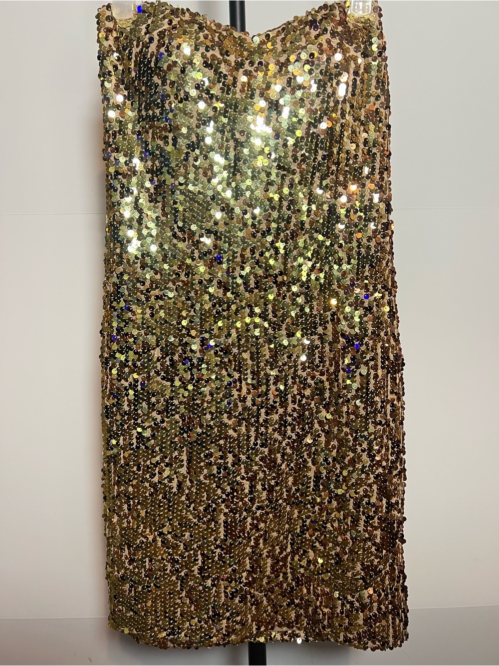 Deb Champagne Gold Sequin Strapless Mini Party Dress Small